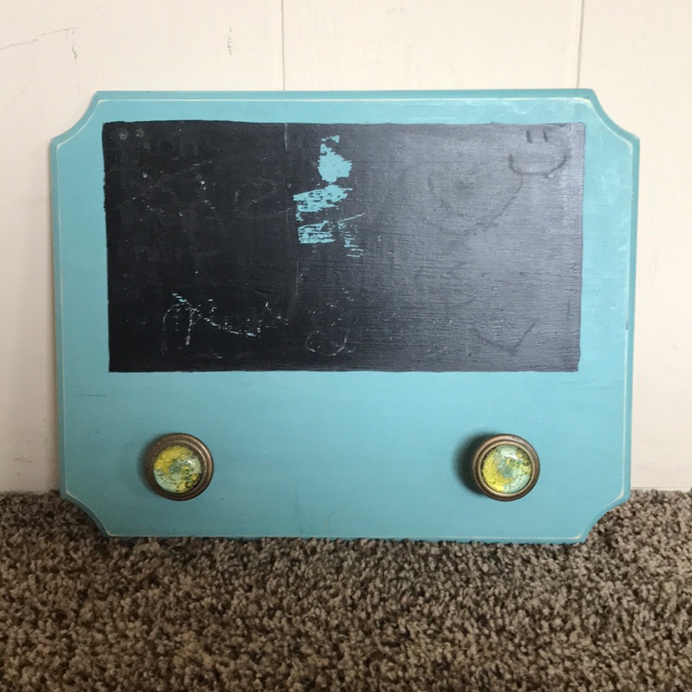 Blue Chalkboard with Globe Handles
